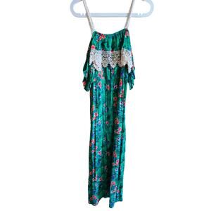 Maxi Shoulder Off Shoulder Sleeve /Strap Hawaiian Print Summer Dress Size M